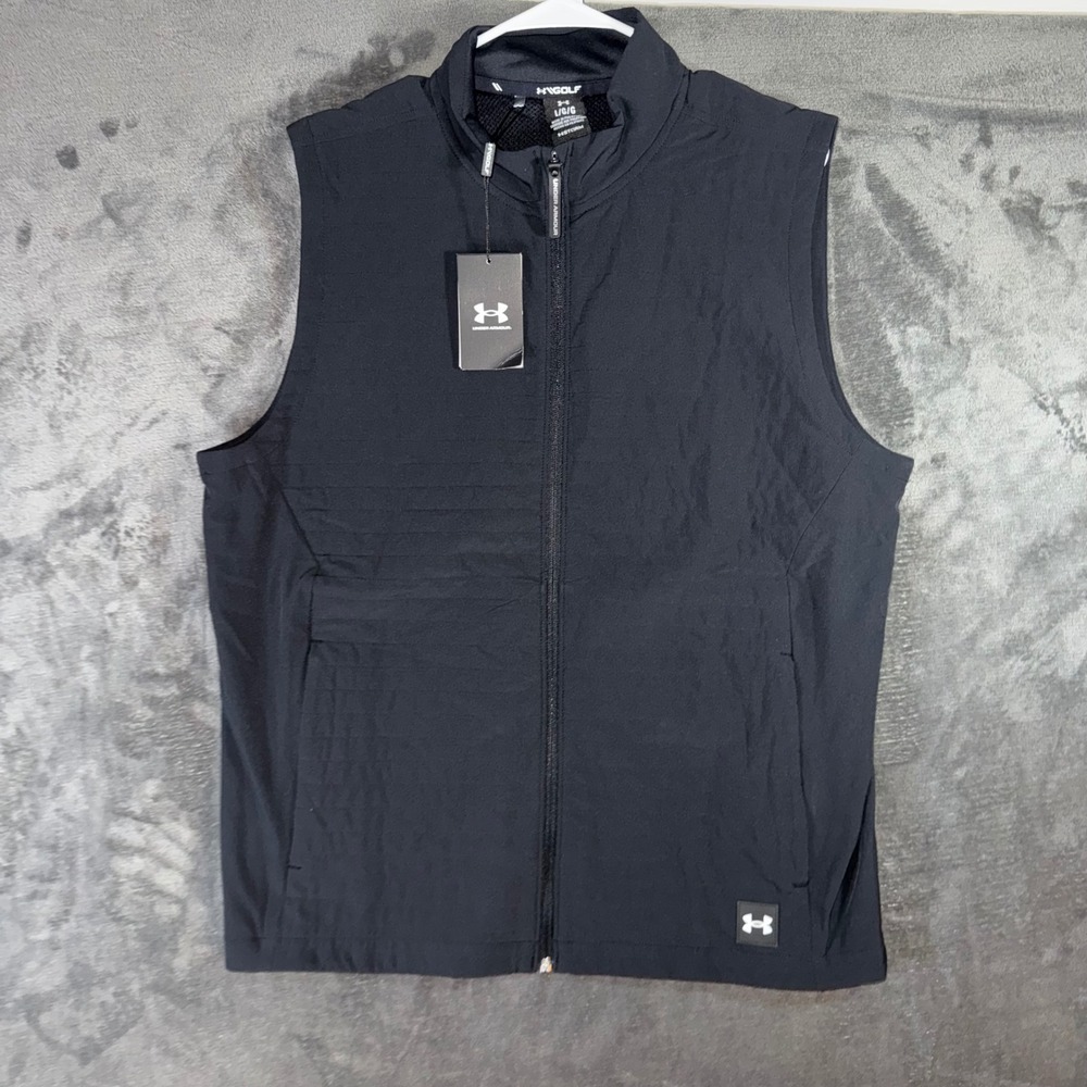 NWT Mens Large Under Armour Golf Vest Black New Storm Drive Pro Insulated
